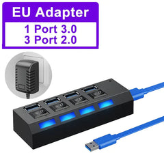 USB Hub 2.0 Hub Multi USB Splitter With Switch