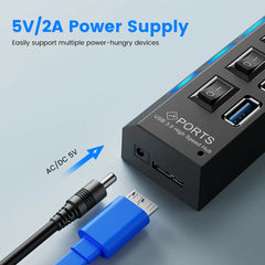 USB Hub 2.0 Hub Multi USB Splitter With Switch