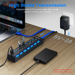 USB Hub 2.0 Hub Multi USB Splitter With Switch