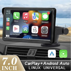 7-Inch Car Display with Wireless CarPlay Support